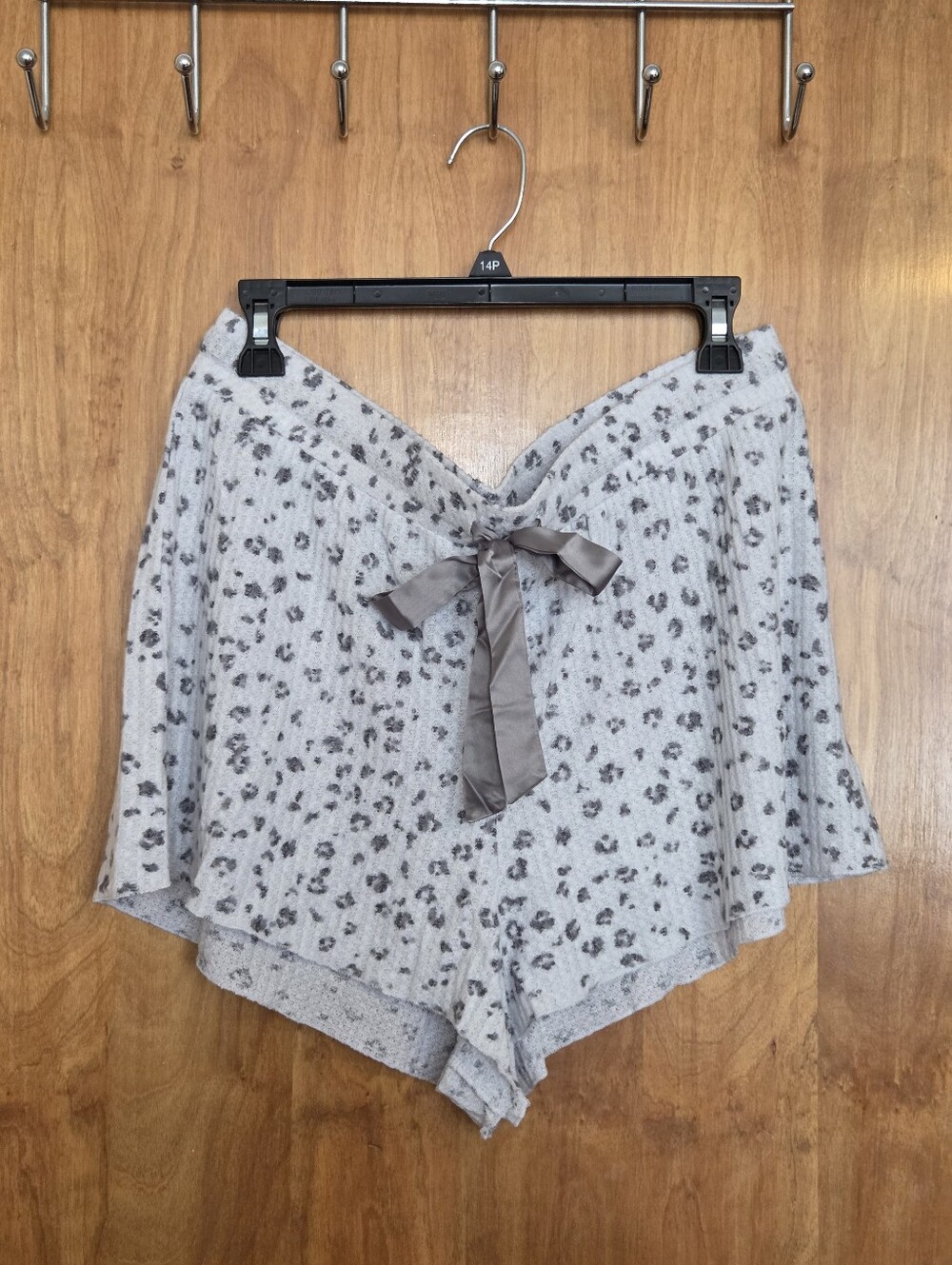 Francesca's Gray Waffle Lounge Shorts with Satin Tie